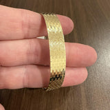 14k Yellow and White Gold Diamond 36g Solid Flexible Cuff Bracelet Italy 6.75"
