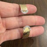14k Yellow and White Gold Diamond 36g Solid Flexible Cuff Bracelet Italy 6.75"