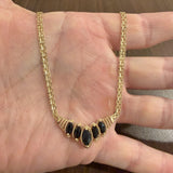 14k Yellow Gold and Marquise Cut Onyx Centerpiece Bismark Link Necklace 16.5"