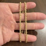 14k Yellow Gold 6.7g Hollow Light 4mm Rope Chain Necklace Italy 18"