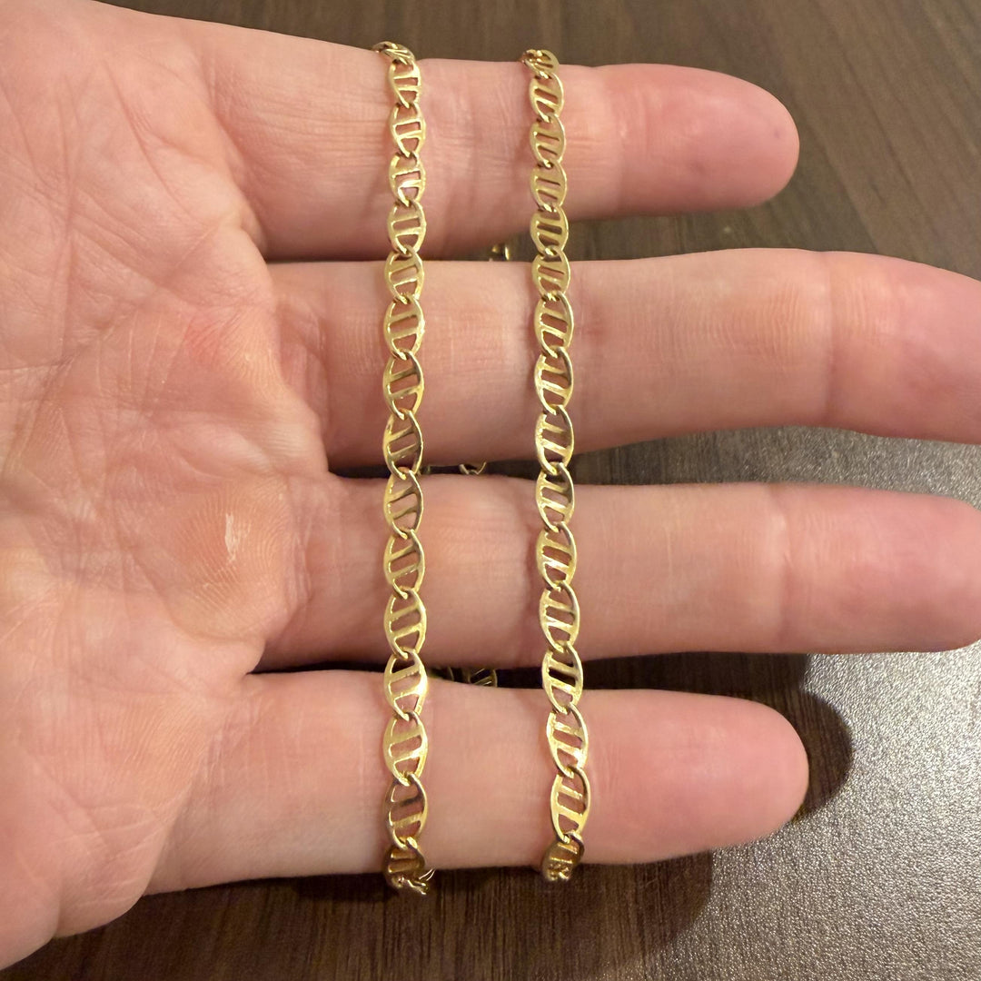 14k Yellow Gold 9.6g Ladies Fancy Mariner Link Chain Necklace Italy 18"