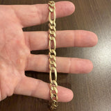 14k Yellow Gold 19.6g Solid Men's 8mm Figaro Link Bracelet Italy 8"