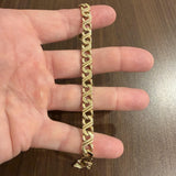 14k Yellow Gold 25g Solid Vintage Men's Fancy Curb Link Bracelet 8.5"
