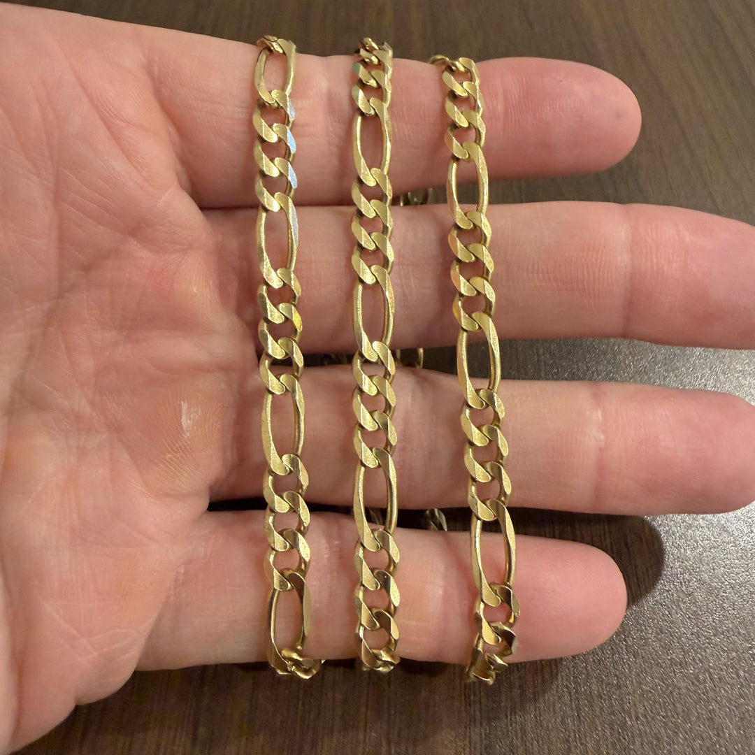 14k Yellow Gold 31.3g Solid Heavy 6mm Figaro Link Chain Necklace Italy 24"