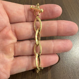 14k Yellow Gold 9.2g Ladies 11mm Marquise Link Toggle T Bar Bracelet Italy 7.5"
