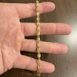 14k Yellow Gold 7.7g Vintage Diamond Cut 4.5mm Solid Fancy Link Bracelet 7.5"