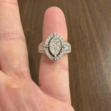 10k White Gold and 1cttw Diamond Ladies Cluster Ring Size 5