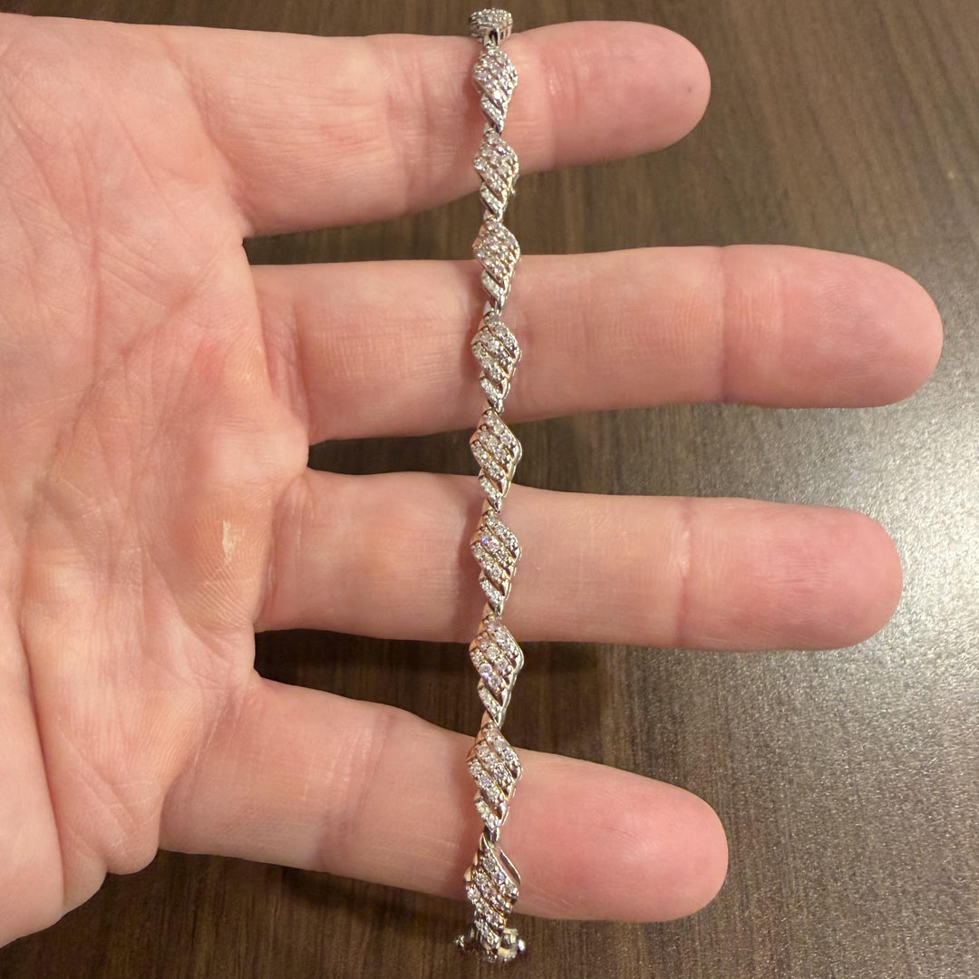 14k White and Rose Gold 2.80cttw Diamond Fancy Link Bracelet 7.25"
