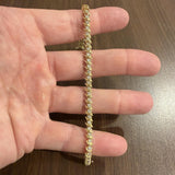 14k Yellow Gold and 1.50cttw Diamond Solid S Link Vintage Tennis Bracelet 7.25"