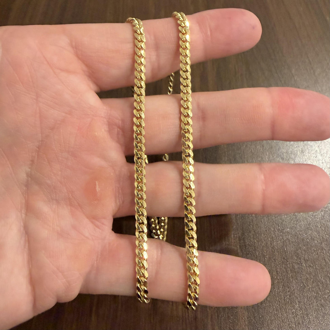 18k Yellow Gold 32.4g Solid Heavy 4mm Cuban Link Chain Necklace 22"