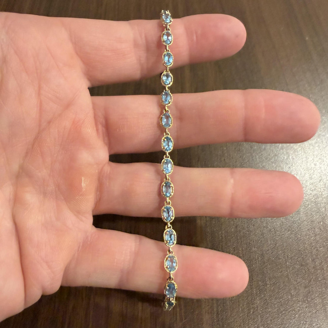 10k Yellow Gold and Oval Cut Topaz 4.9g Ladies Bracelet 7.5"