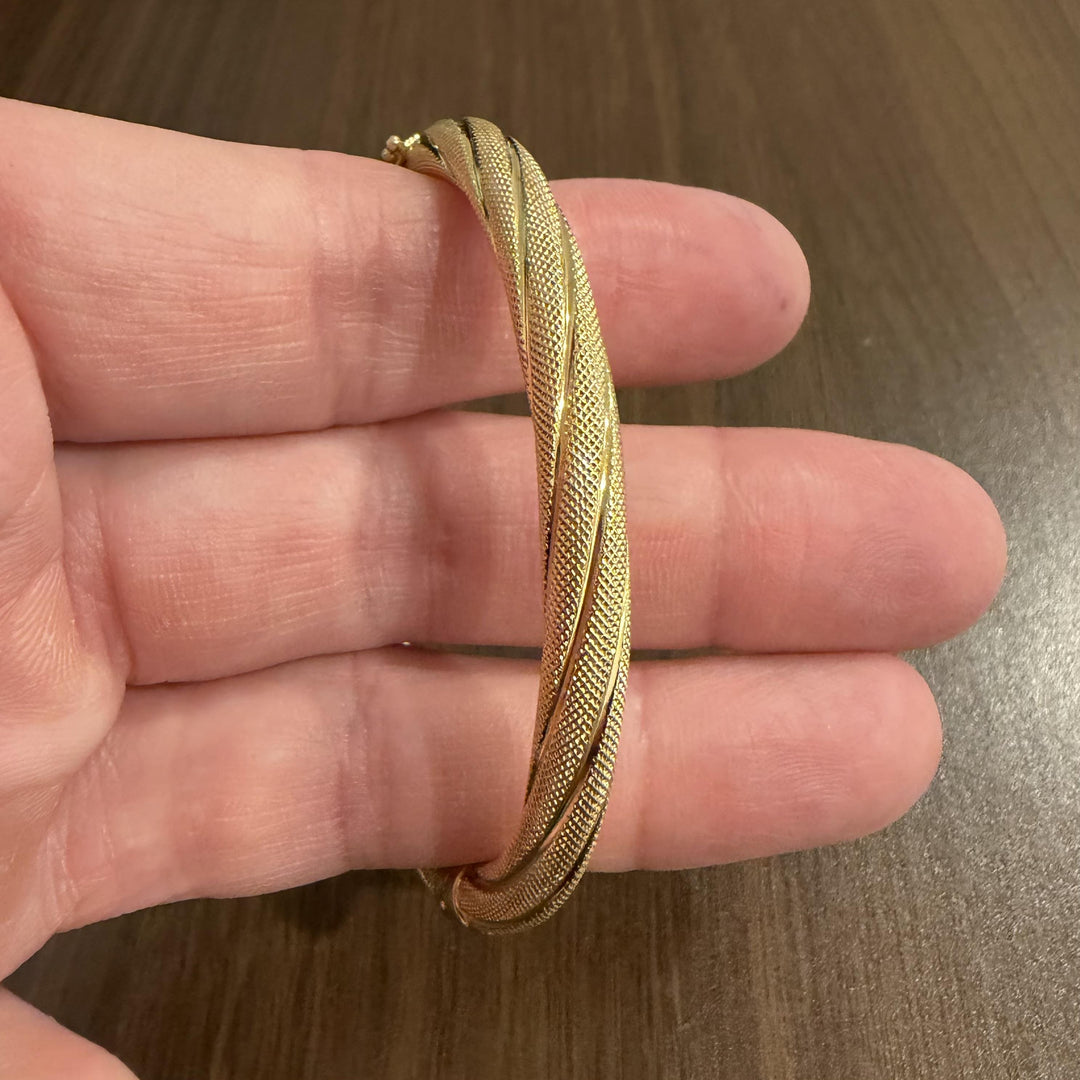14k Yellow Gold 12g UnoAErre Vintage 6mm Spiral Bangle Bracelet Italy 6.85"