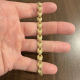 14k Yellow Gold 11g Diamond Cut Vintage Fancy Link Bracelet 7"