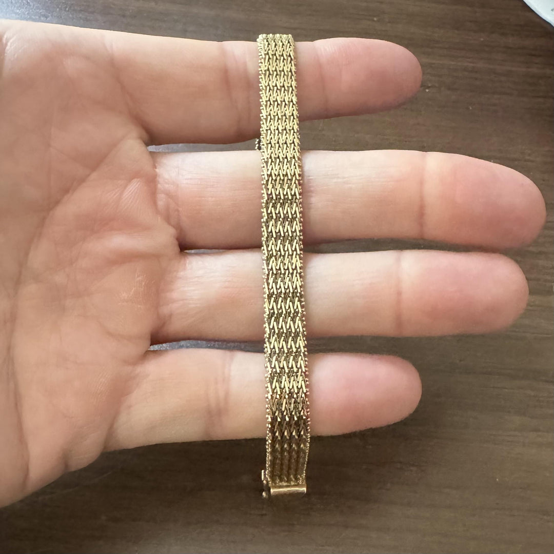 14k Yellow Gold 21.8g Solid Heavy 8.5mm Woven Mesh Link Bracelet 7.25"