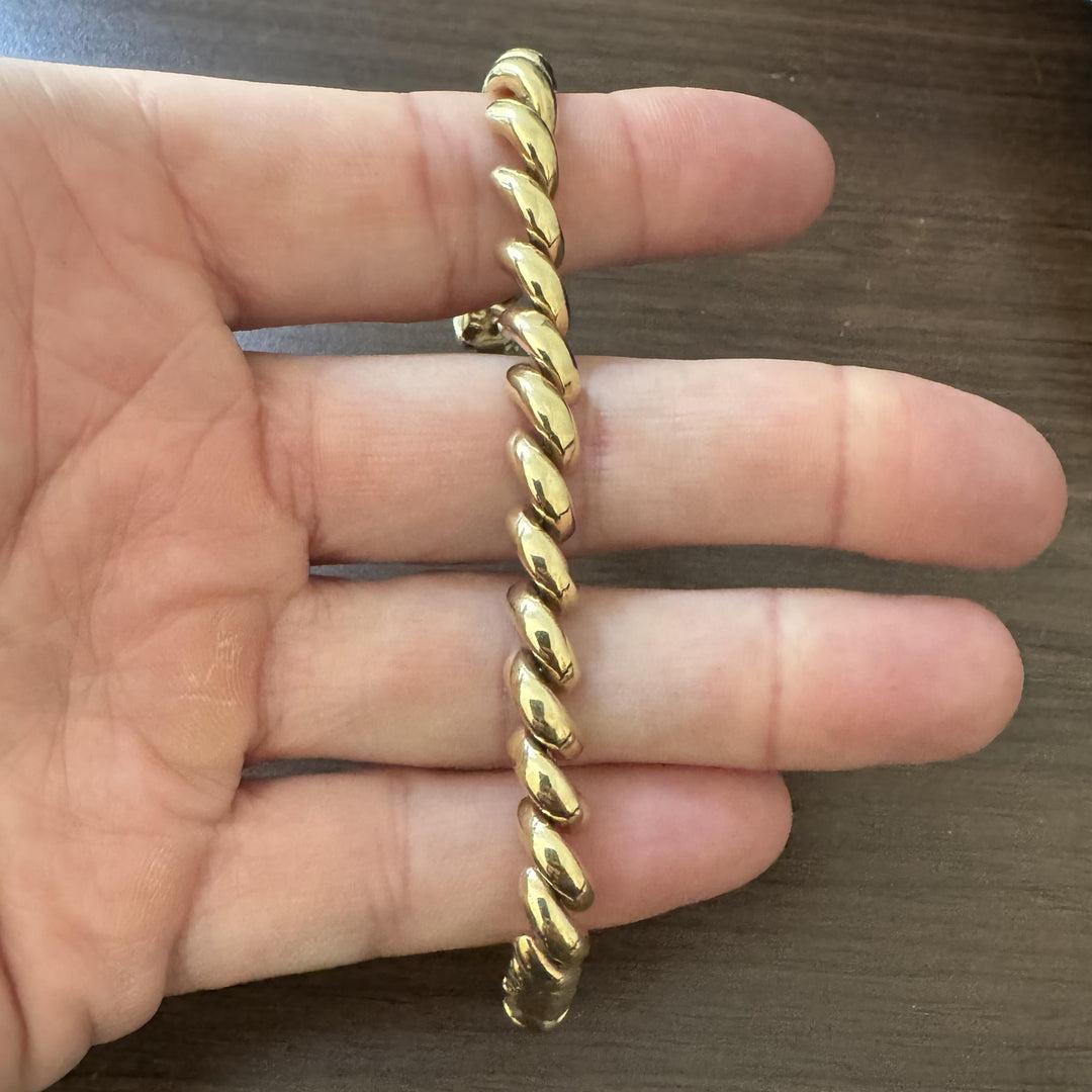 14k Yellow Gold 19.5g Ladies Polished 7.5mm San Marco Link Bracelet Italy 7"