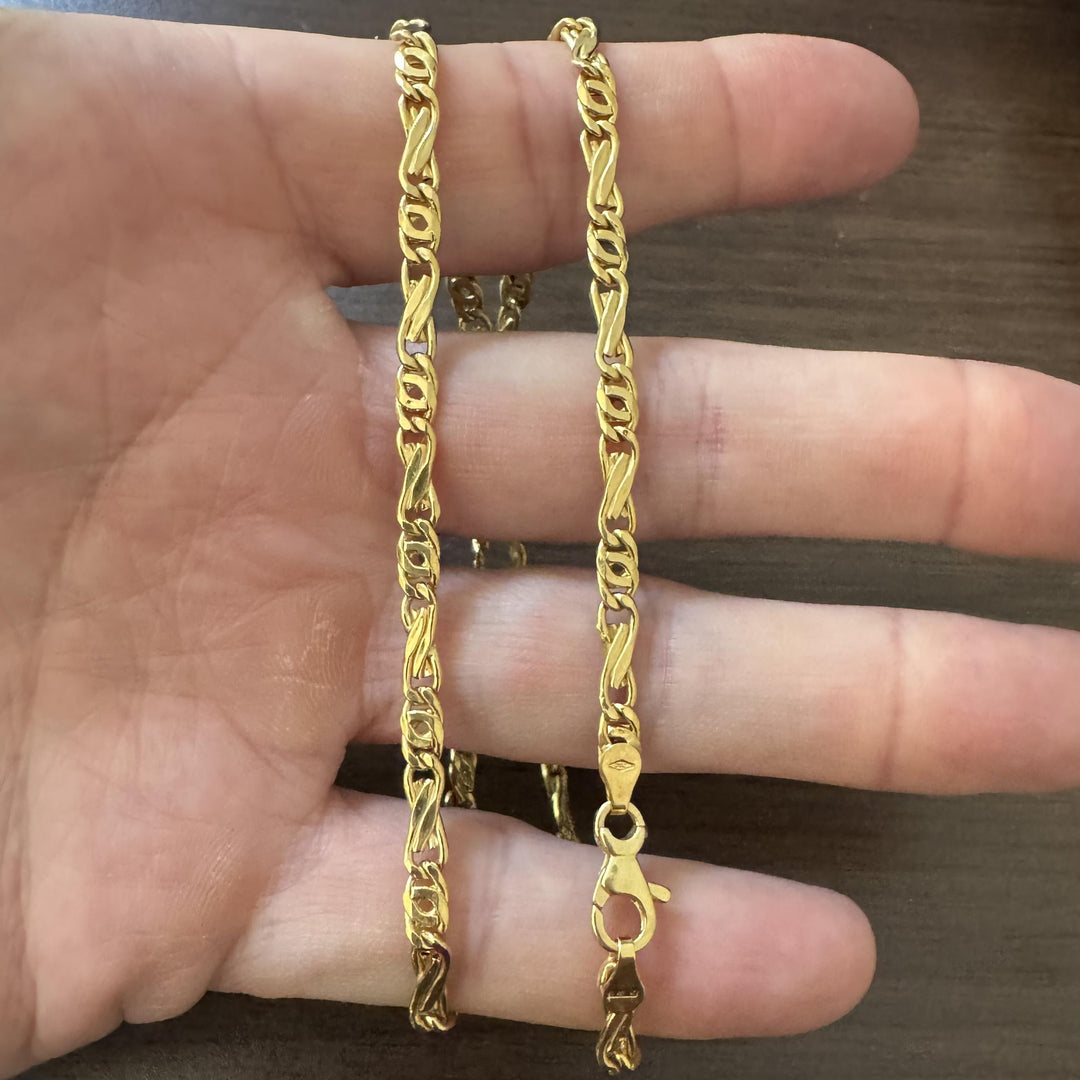 14k Yellow Gold 13g Solid 6mm Squared Double Curb Link Bracelet Italy 8.25"