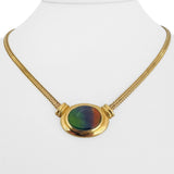 18k and 14k Yellow Gold Ruby and Ammolite Oval Pendant Foxtail Necklace 16.5"