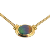 18k and 14k Yellow Gold Ruby and Ammolite Oval Pendant Foxtail Necklace 16.5"