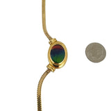 18k and 14k Yellow Gold Ruby and Ammolite Oval Pendant Foxtail Necklace 16.5"