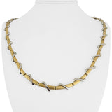 18k Yellow and White Gold 40.8g Heavy Fancy Bar Link Necklace 22"