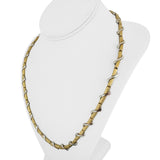 18k Yellow and White Gold 40.8g Heavy Fancy Bar Link Necklace 22"