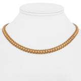 19k Portuguese Yellow Gold 22.3g Solid Floral Fancy Curb Link Chain Necklace 16"
