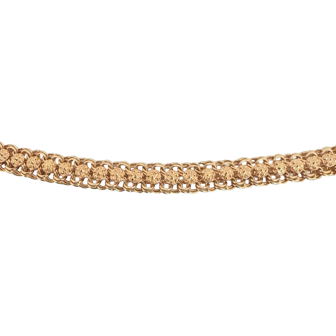 19k Portuguese Yellow Gold 22.3g Solid Floral Fancy Curb Link Chain Necklace 16"