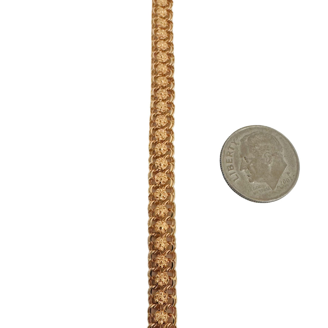 19k Portuguese Yellow Gold 22.3g Solid Floral Fancy Curb Link Chain Necklace 16"