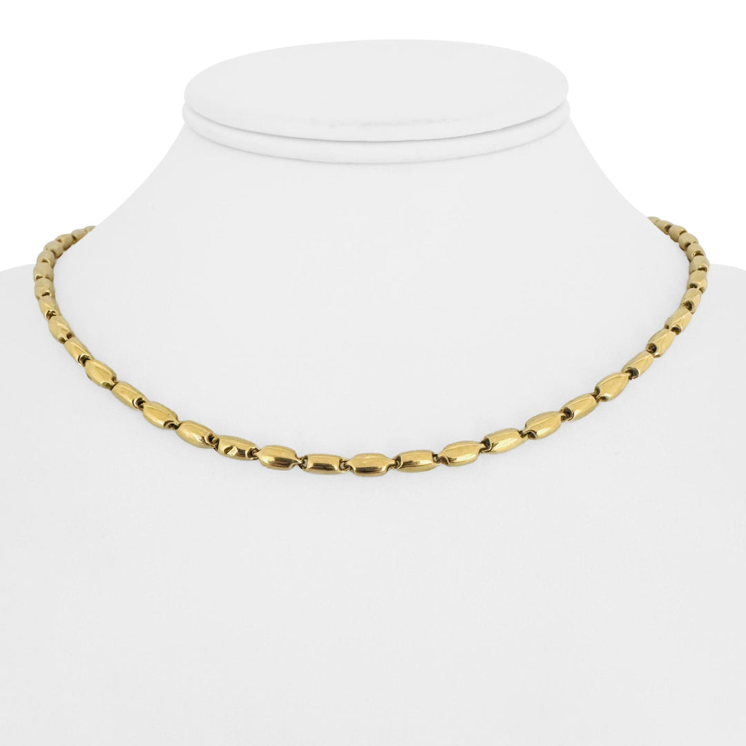 18k Yellow Gold 12g Ladies Polished 3mm Cylinder Link Chain Necklace Italy 16.5"