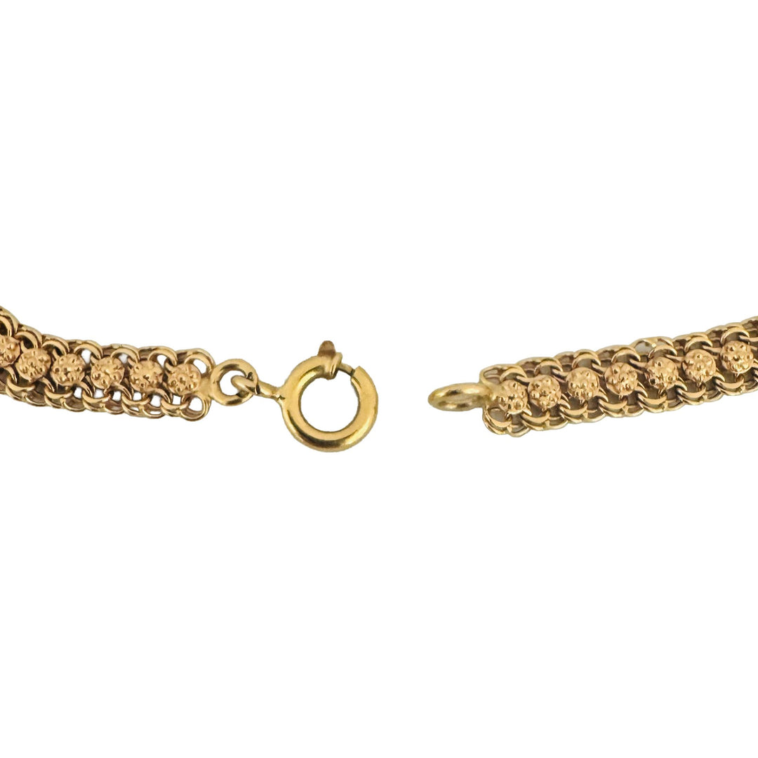 19k Portuguese Yellow Gold 11.2g Solid Floral Fancy Curb Link Bracelet 7.75"