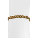 19k Portuguese Yellow Gold 11.2g Solid Floral Fancy Curb Link Bracelet 7.75"