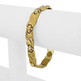 18k Yellow White and Rose Gold 19g Fancy Panel Link Bracelet 7.25"