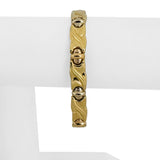 18k Yellow White and Rose Gold 19g Fancy Panel Link Bracelet 7.25"