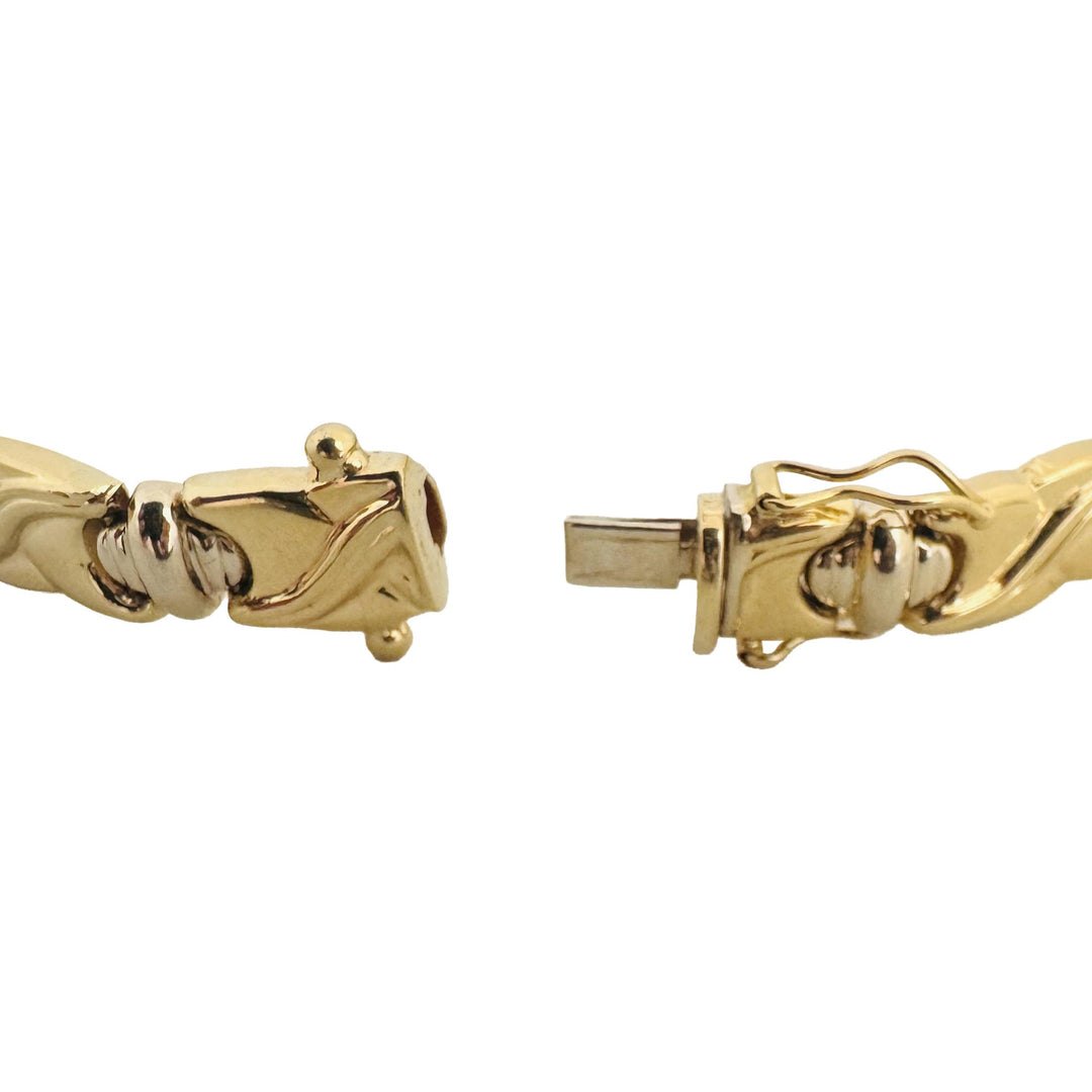18k Yellow White and Rose Gold 19g Fancy Panel Link Bracelet 7.25"