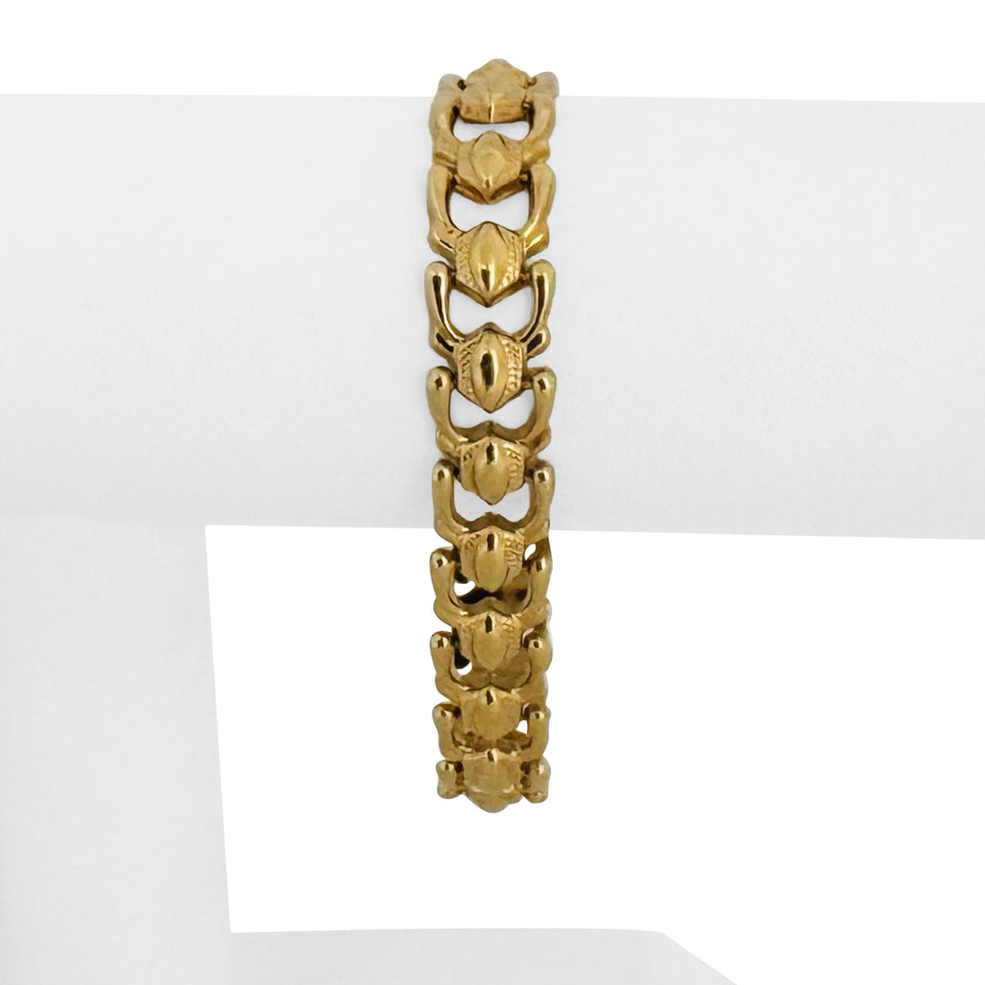18k Yellow Gold 12.6g Vintage Milor 11mm Fancy Link Bracelet Italy 7.25"