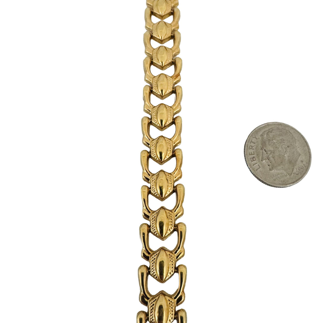 18k Yellow Gold 12.6g Vintage Milor 11mm Fancy Link Bracelet Italy 7.25"