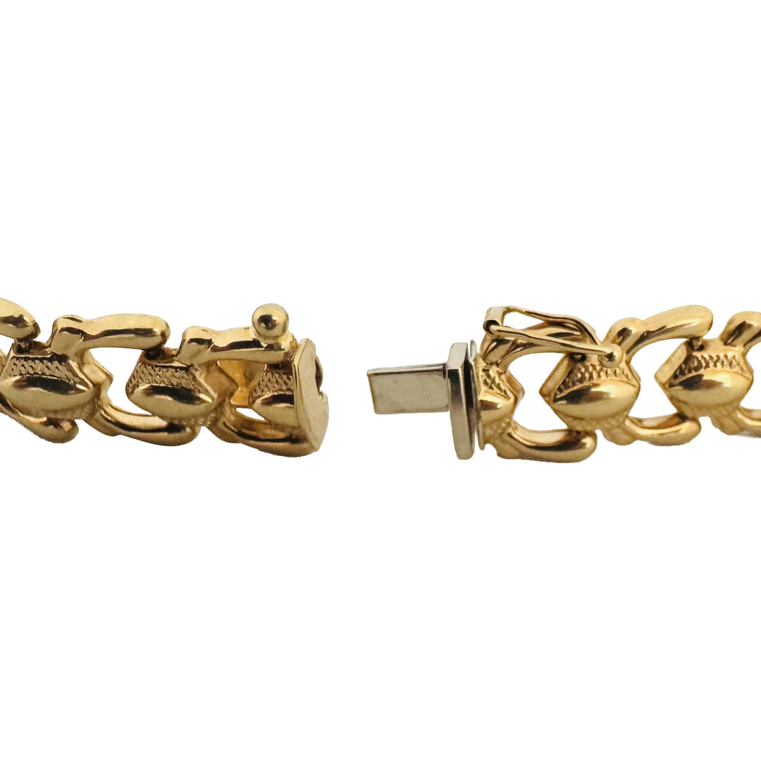 18k Yellow Gold 12.6g Vintage Milor 11mm Fancy Link Bracelet Italy 7.25"