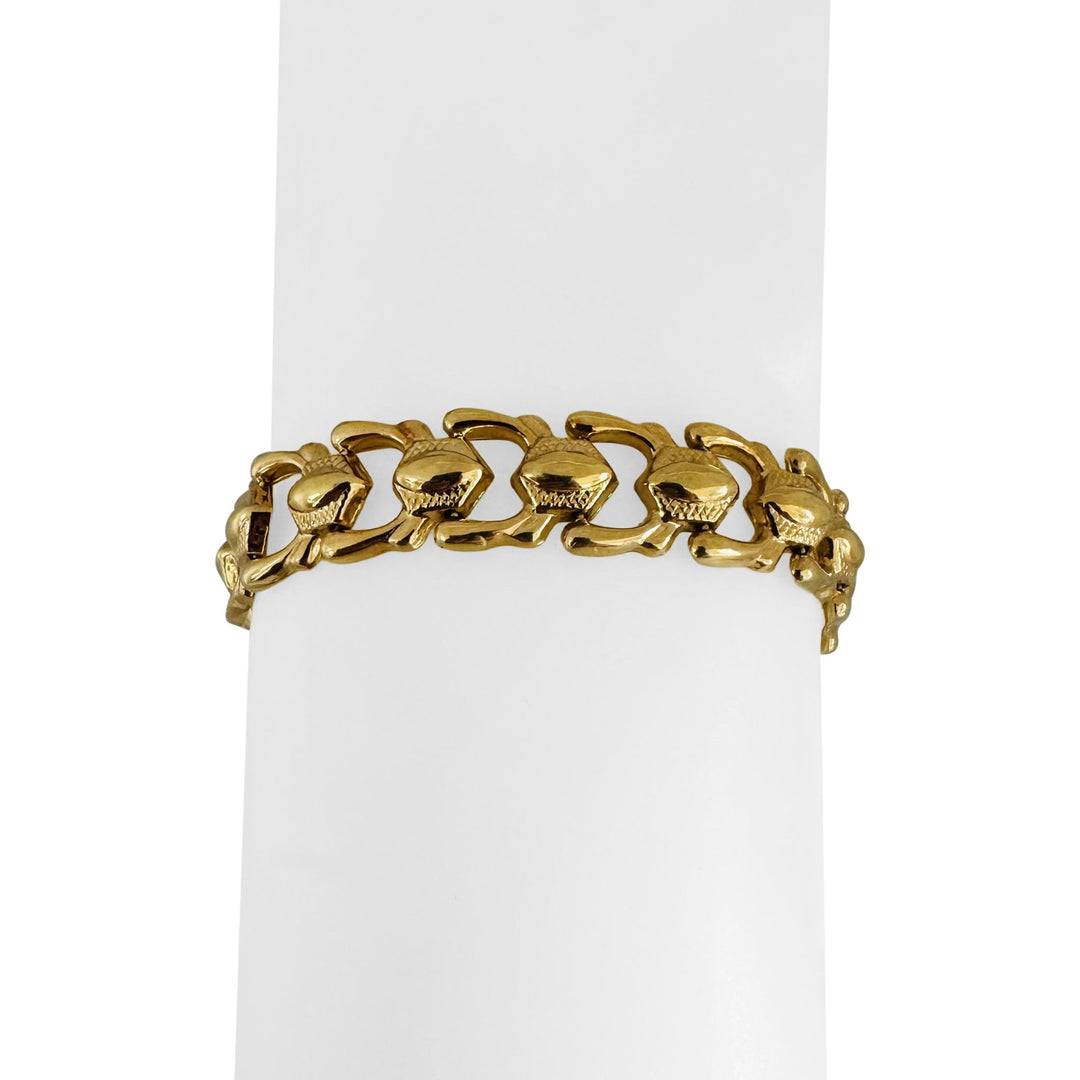 18k Yellow Gold 12.6g Vintage Milor 11mm Fancy Link Bracelet Italy 7.25"