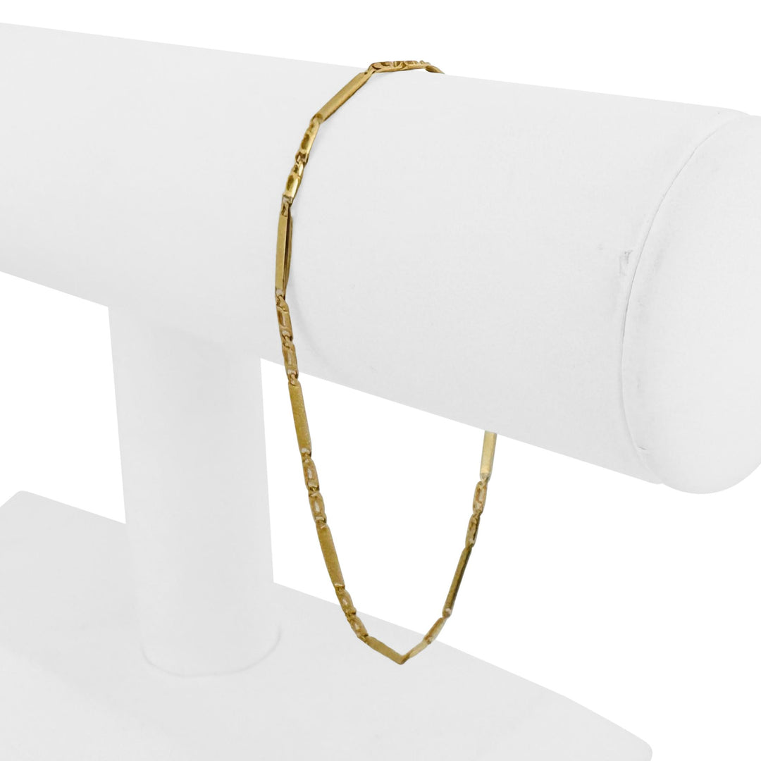 18k Yellow Gold 3.4g Thin Dainty 2mm Fancy Link Bracelet Italy 8"