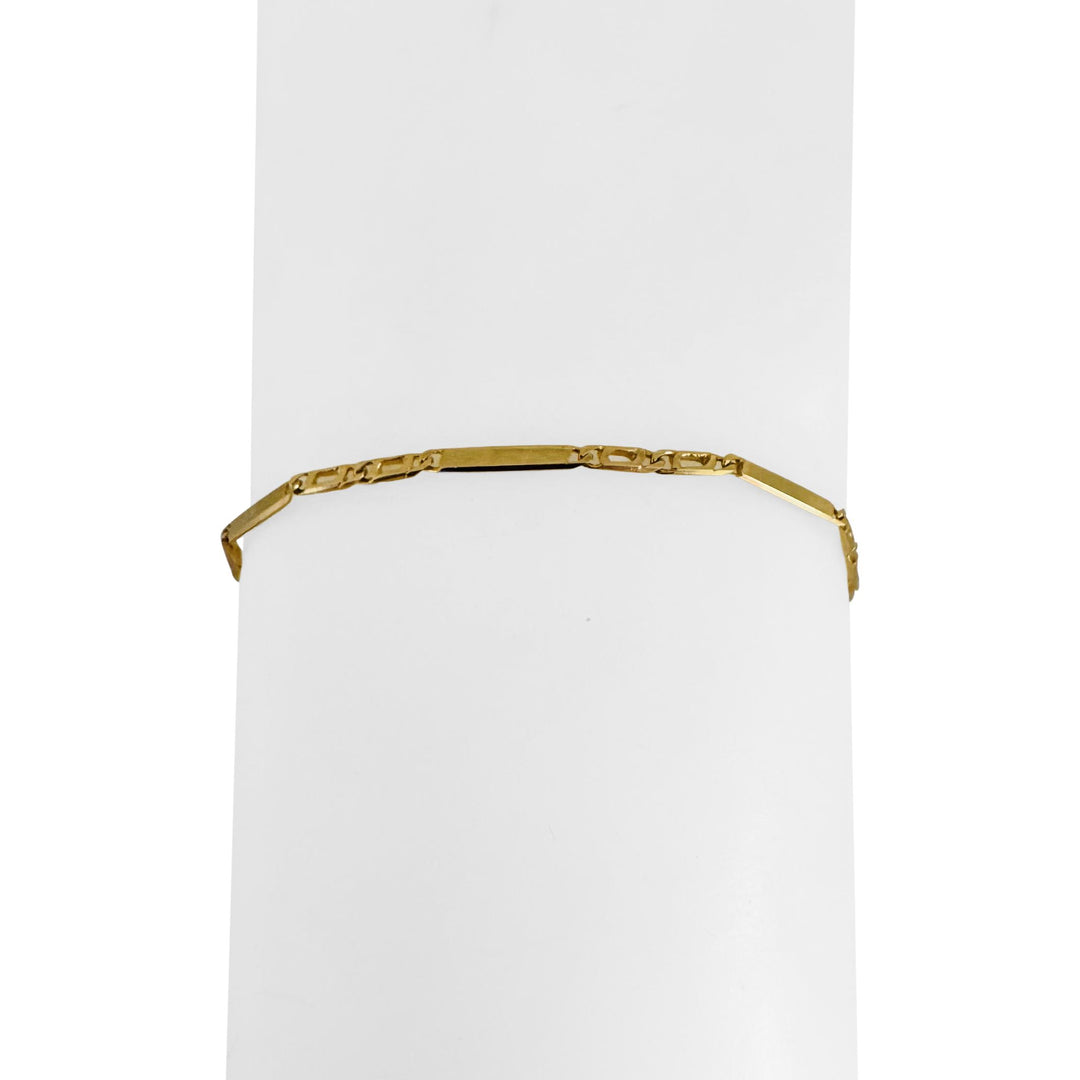 18k Yellow Gold 3.4g Thin Dainty 2mm Fancy Link Bracelet Italy 8"