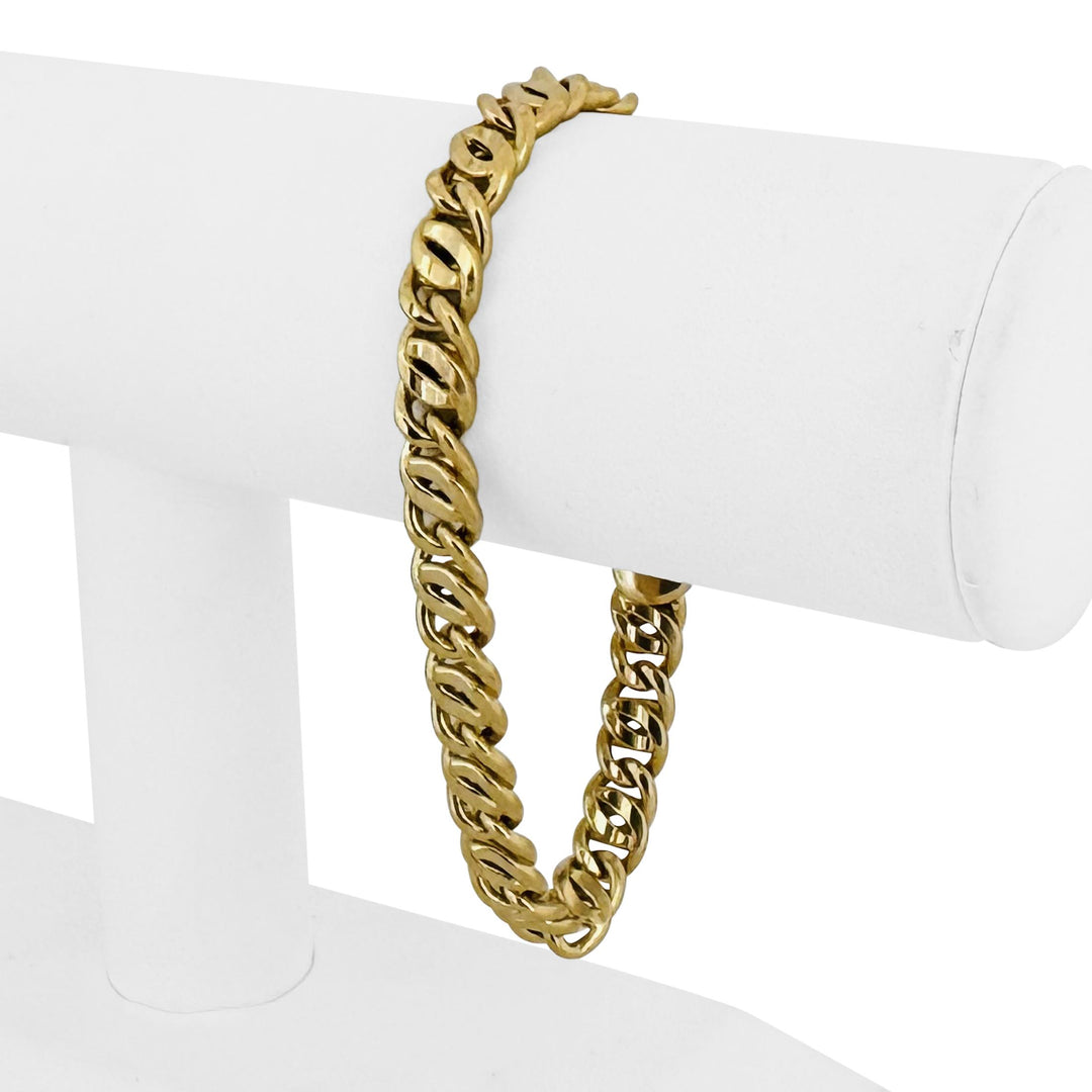 18k Yellow Gold 19.6g Men's Polished 8mm Fancy Curb Link Bracelet Italy 8"