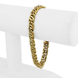 18k Yellow Gold 19.6g Men's Polished 8mm Fancy Curb Link Bracelet Italy 8"