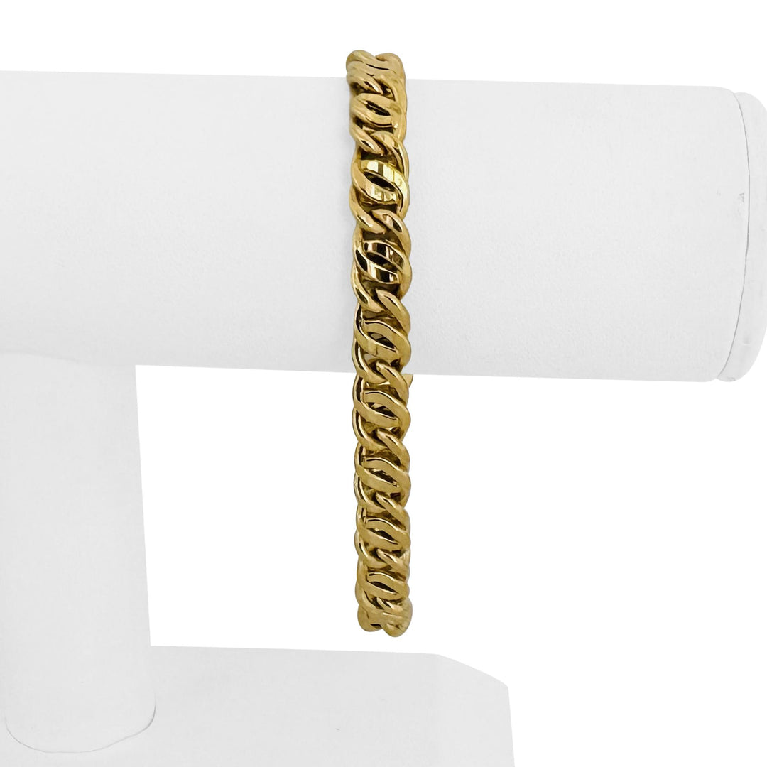 18k Yellow Gold 19.6g Men's Polished 8mm Fancy Curb Link Bracelet Italy 8"