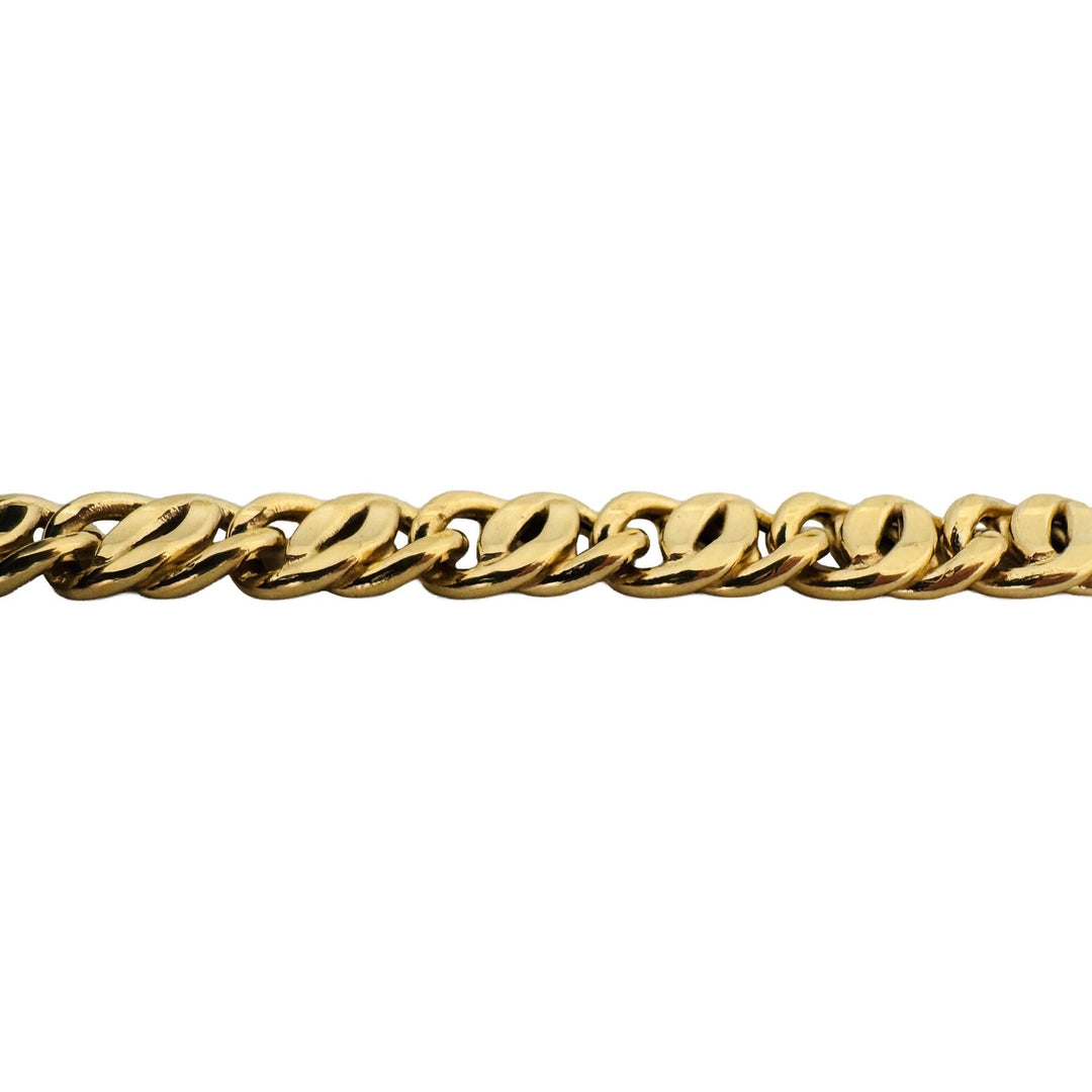 18k Yellow Gold 19.6g Men's Polished 8mm Fancy Curb Link Bracelet Italy 8"