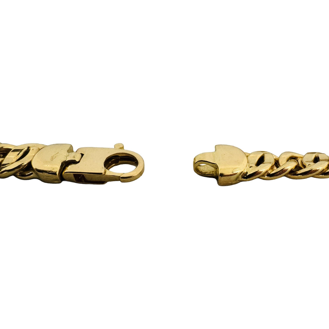 18k Yellow Gold 19.6g Men's Polished 8mm Fancy Curb Link Bracelet Italy 8"