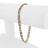 18k Yellow and White Gold 7.8g Men's 4.5mm Fancy Curb Link Bracelet 8"