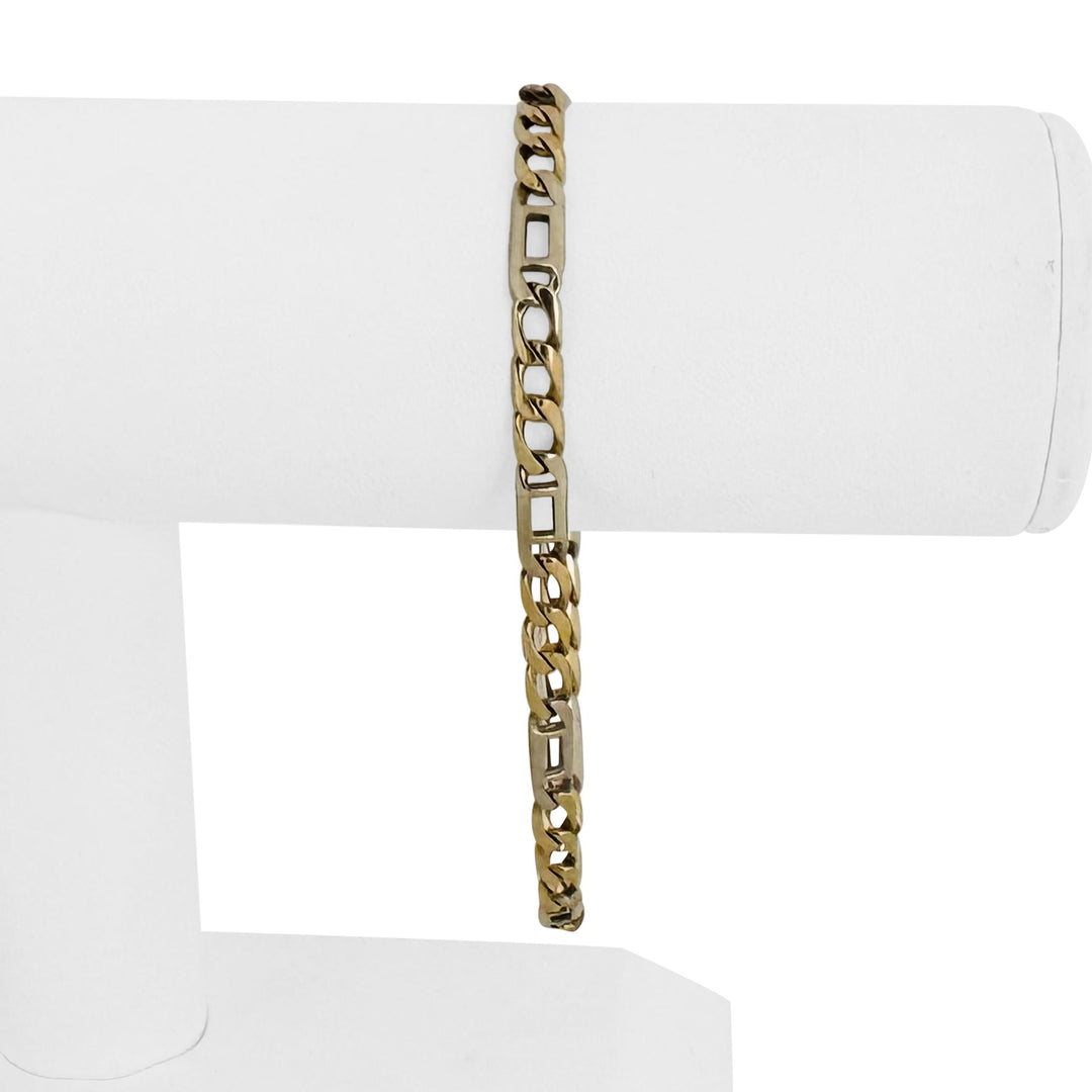 18k Yellow and White Gold 7.8g Men's 4.5mm Fancy Curb Link Bracelet 8"