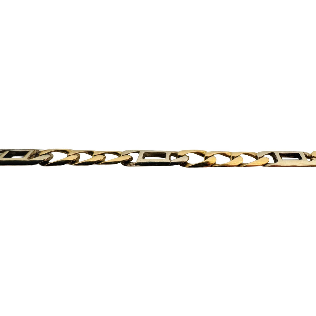 18k Yellow and White Gold 7.8g Men's 4.5mm Fancy Curb Link Bracelet 8"