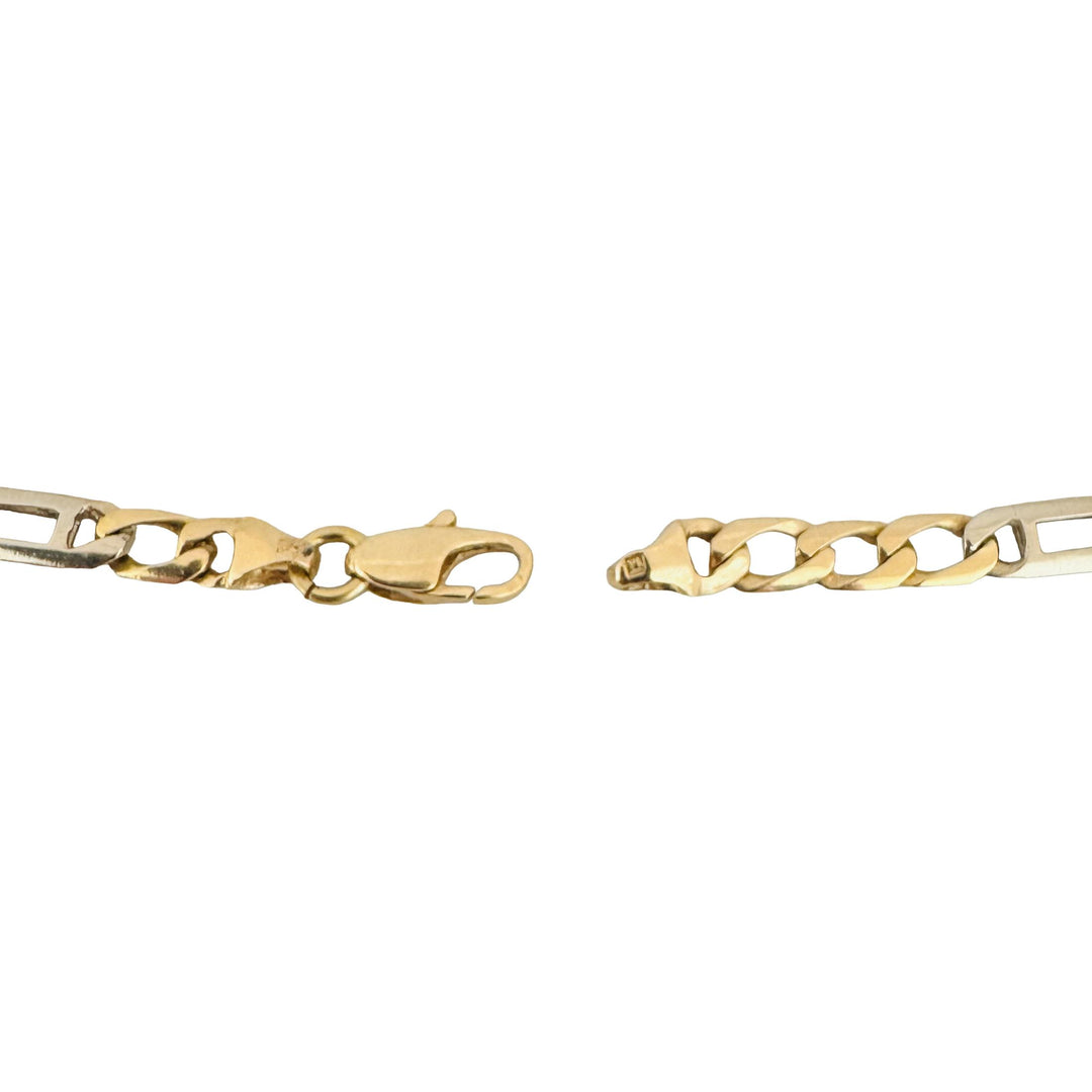 18k Yellow and White Gold 7.8g Men's 4.5mm Fancy Curb Link Bracelet 8"