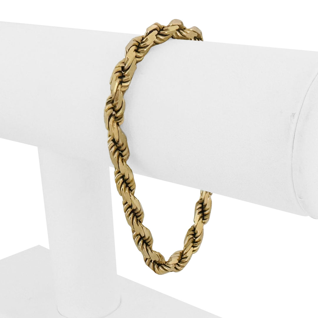 14k Yellow Gold 22g Solid Heavy 5mm Diamond Cut Ladies Rope Bracelet Italy 7.25"